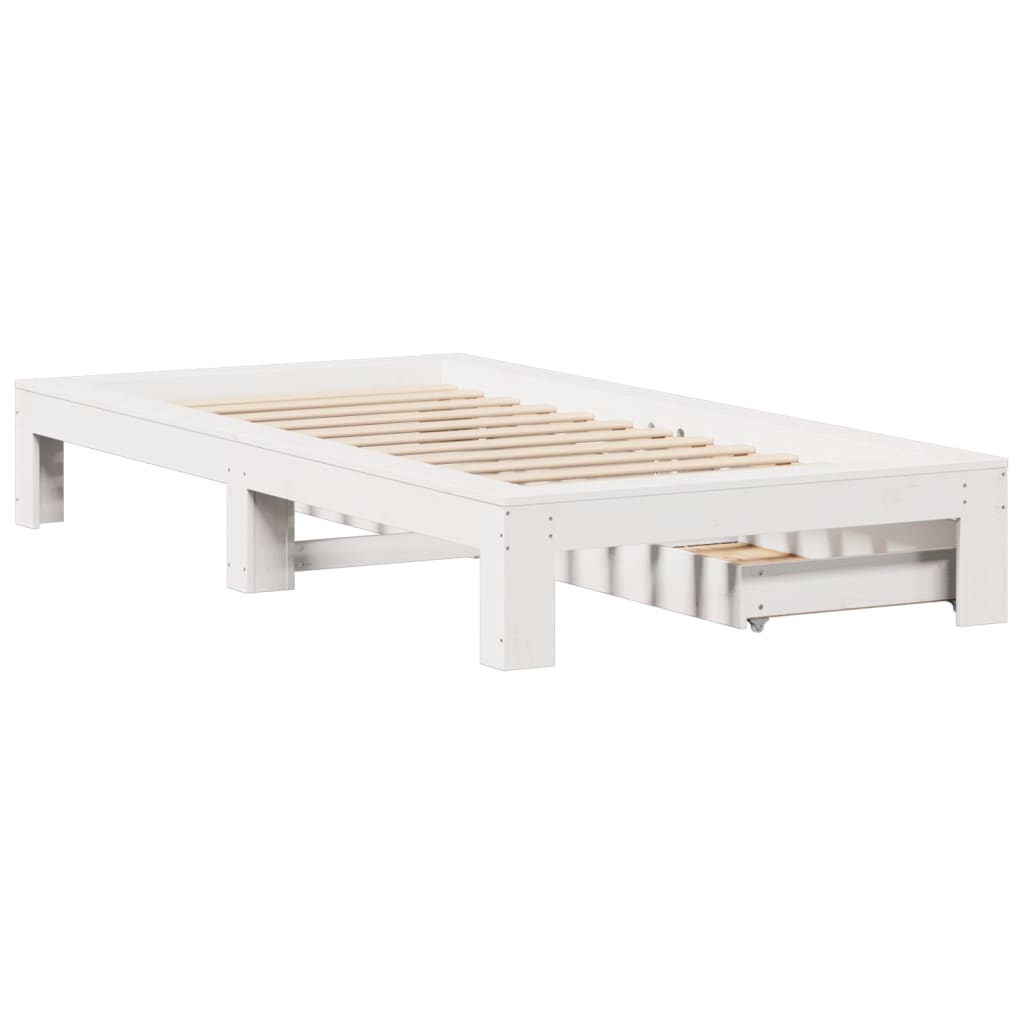 vidaXL Giroletto senza Materasso Bianco 90x200 cm Legno Massello Pino