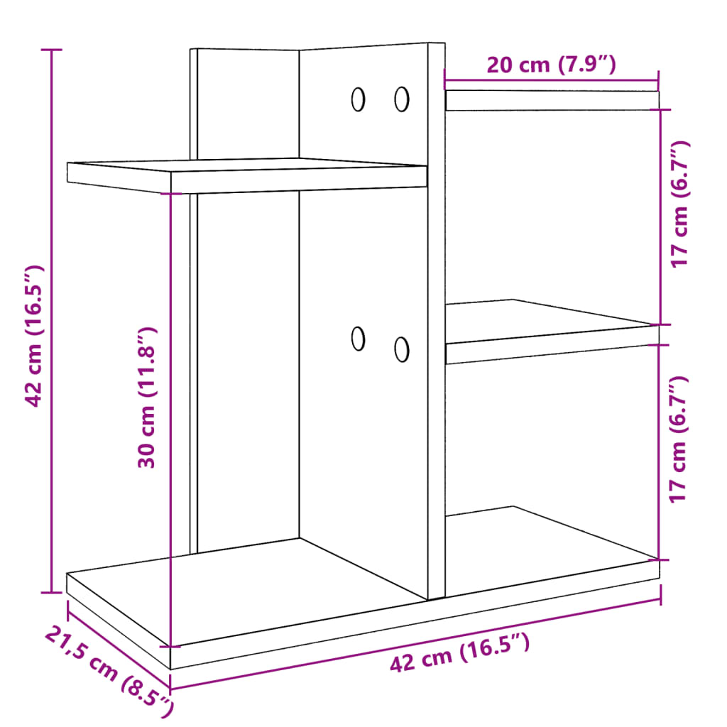 vidaXL Organizer Scrivania Rovere Sonoma 42x21,5x42 cm Multistrato