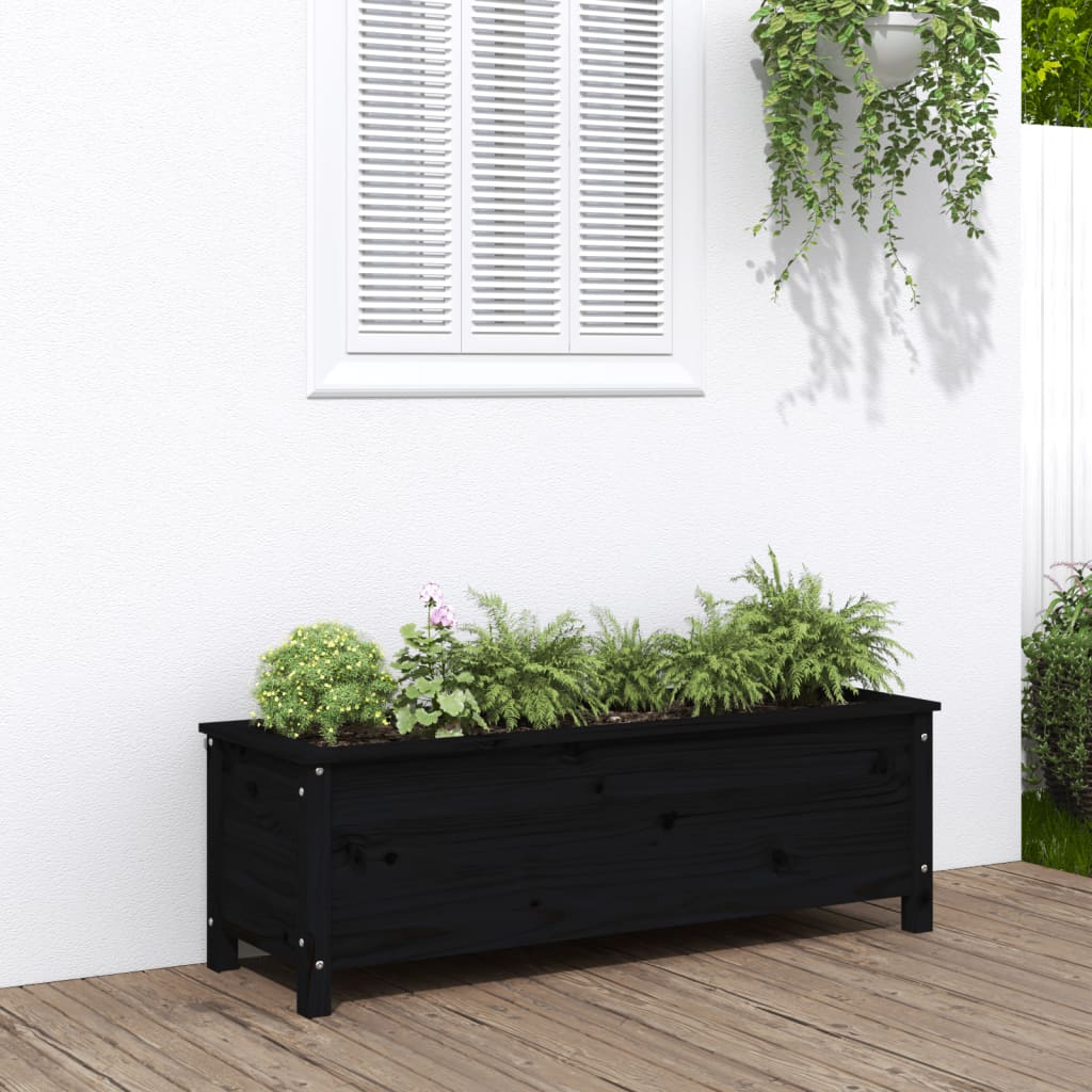 vidaXL Fioriera Rialzata Giardino Nera 119,5x40x39 cm Massello Pino