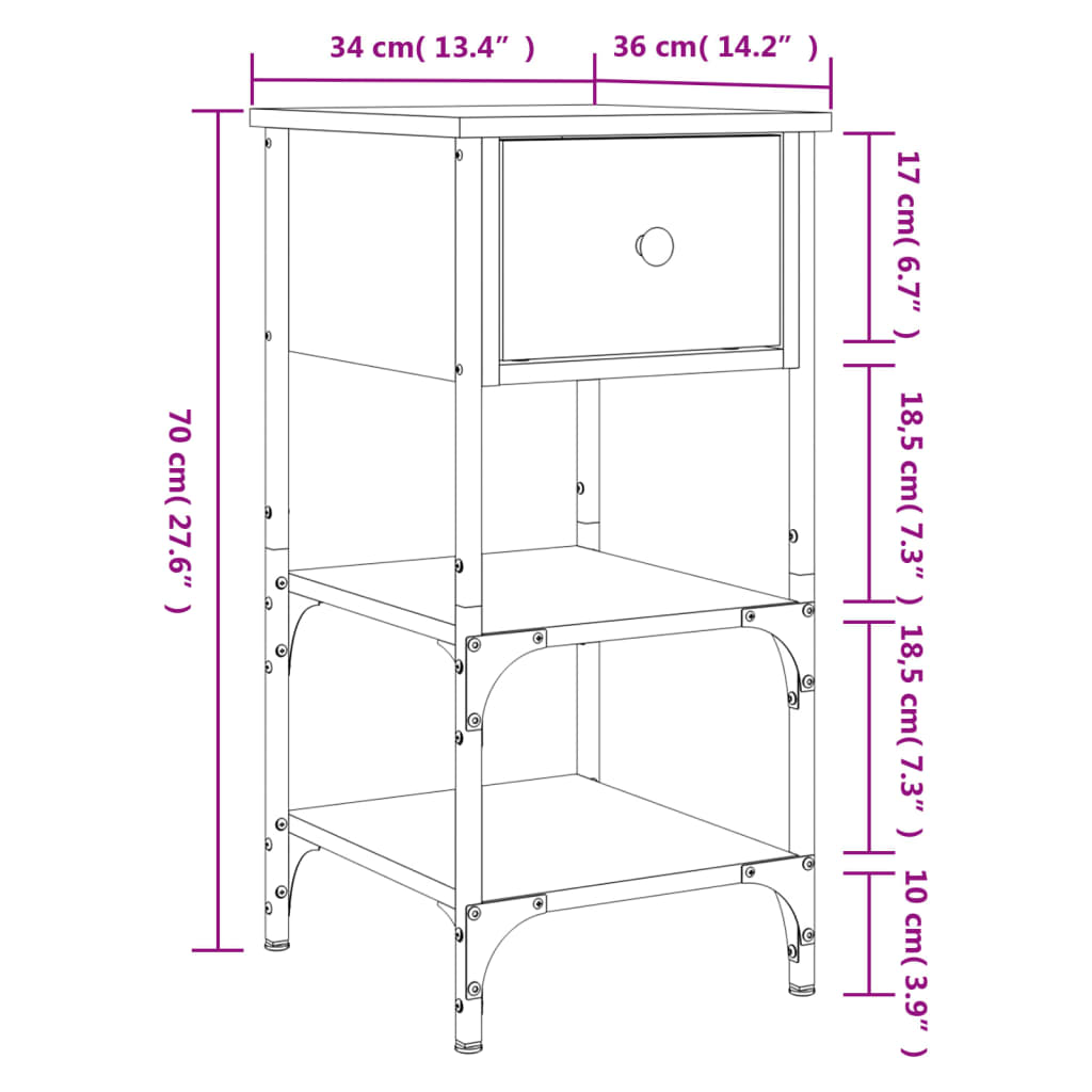 vidaXL Comodini 2 pz Rovere Marrone 34x36x70 cm in Legno Multistrato