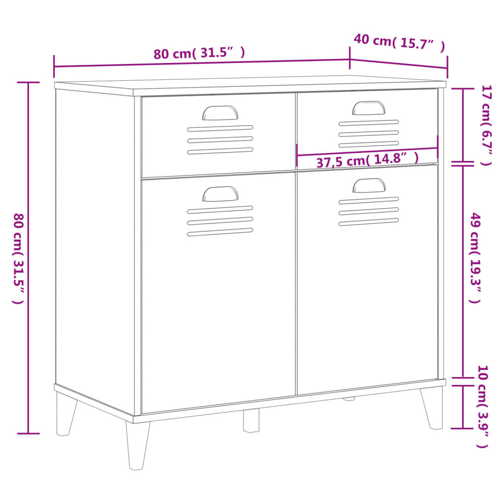 vidaXL Credenza VIKEN Bianca 80x40x80 cm in Legno Multistrato