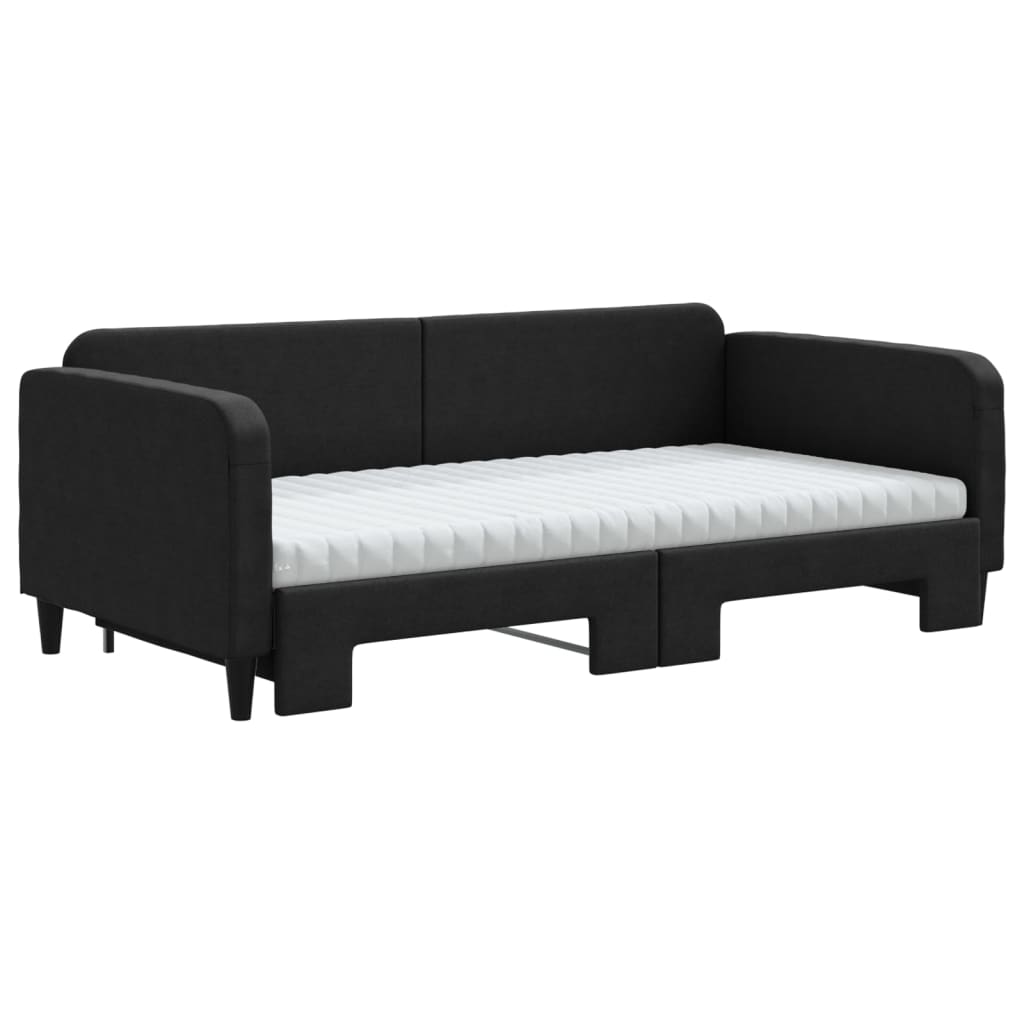 vidaXL Divano Letto Estraibile con Materassi Nero 100x200 cm Tessuto