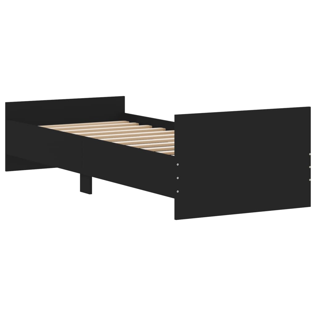 vidaXL Giroletto Nero 75x190 cm Small Single in Legno Multistrato