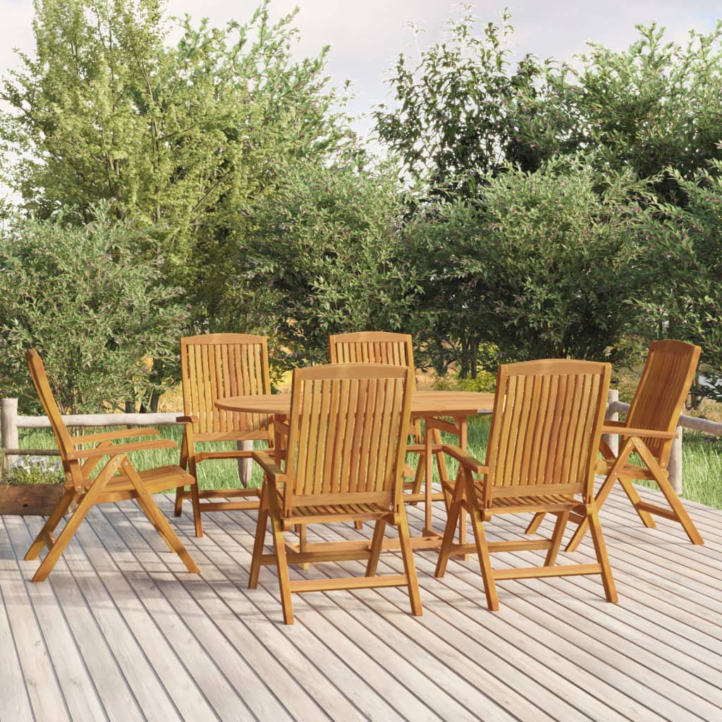 vidaXL Sedie da Giardino Reclinabili 6 pz in Legno Massello di Teak