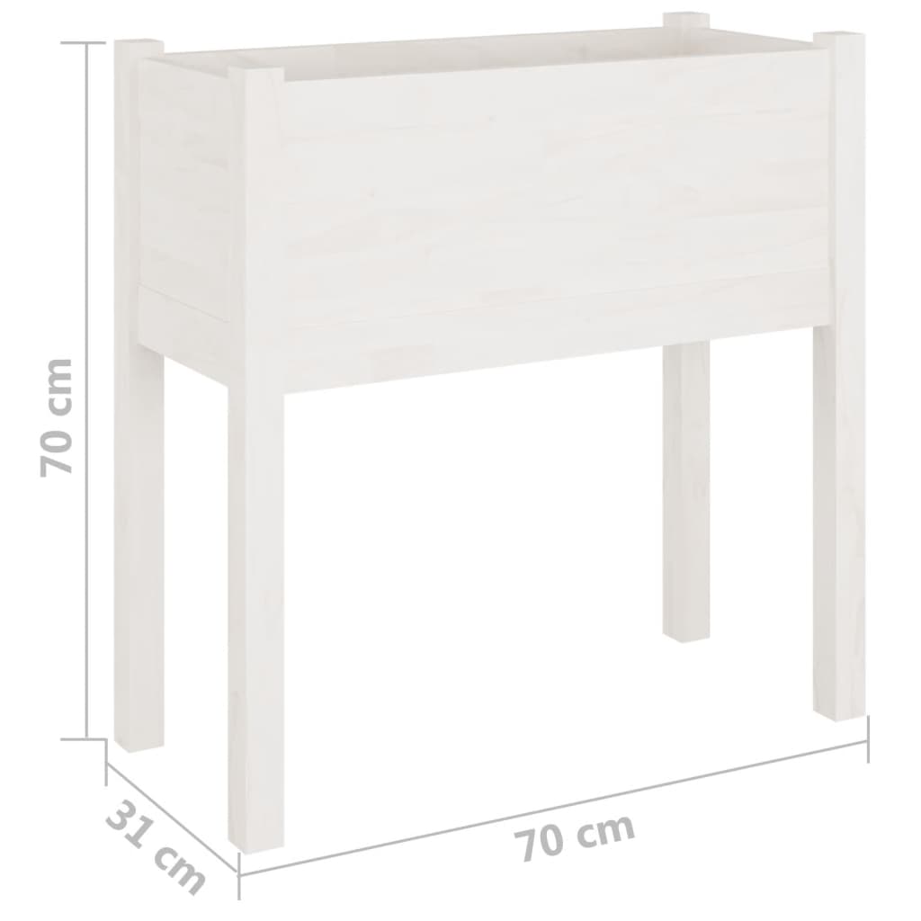 vidaXL Fioriera da Giardino Bianca 70x31x70 cm Legno Massello di Pino