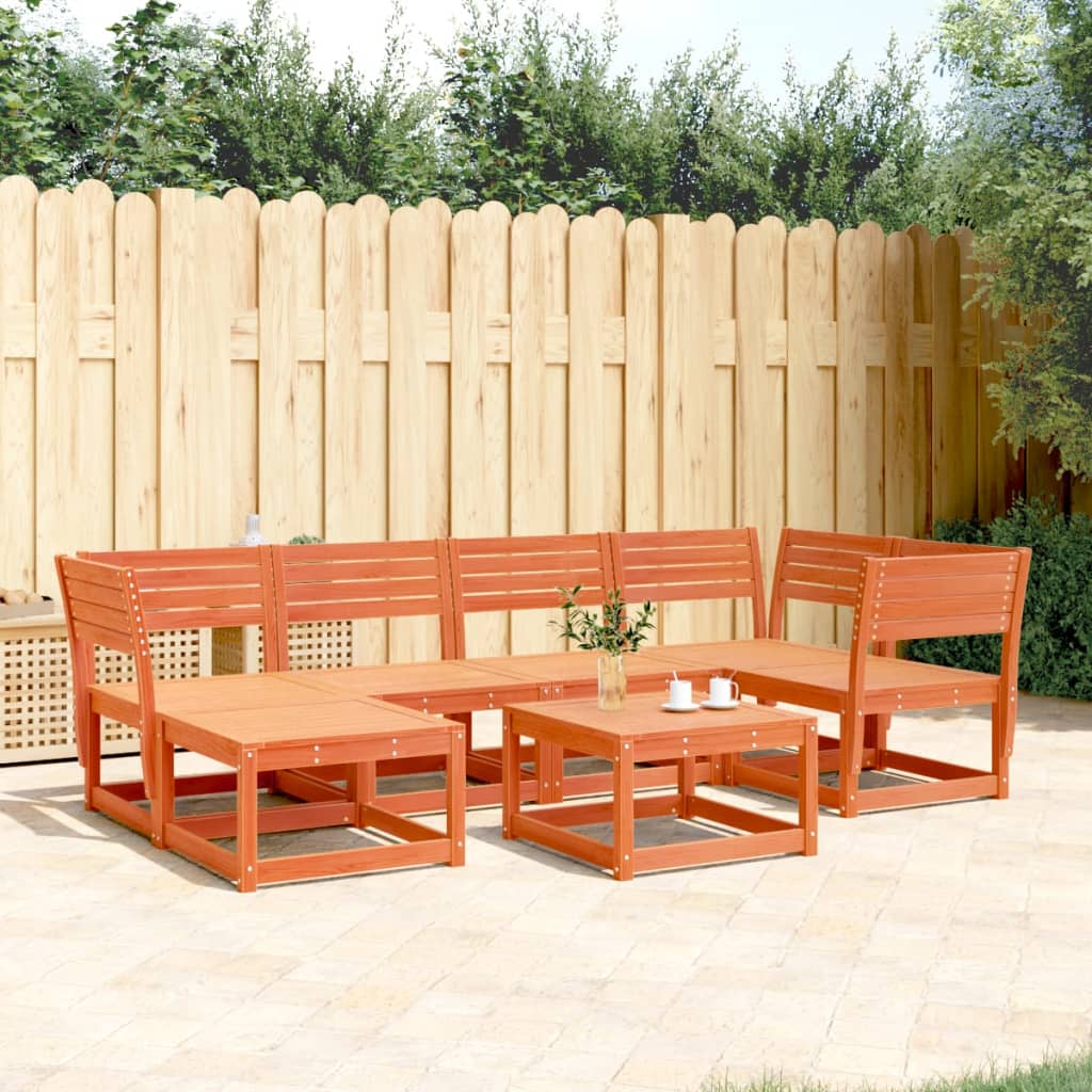 vidaXL Set Divani da Giardino 6 pz Marrone Cera Legno Massello Pino