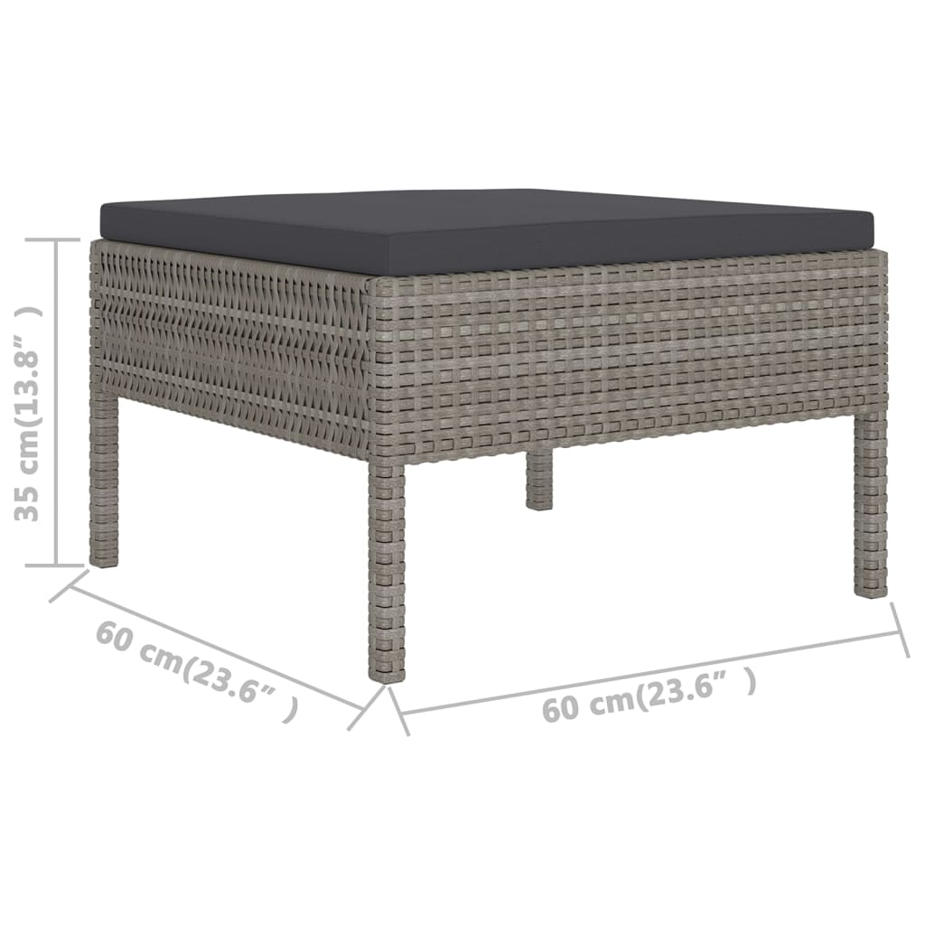 vidaXL Set Divani da Giardino 10 pz con Cuscini in Polyrattan Grigio