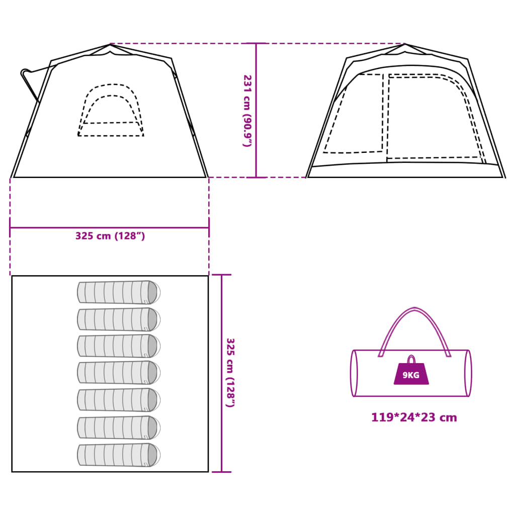 vidaXL Tenda Familiare Cabina 7 Persone Blu a Rilascio Rapido