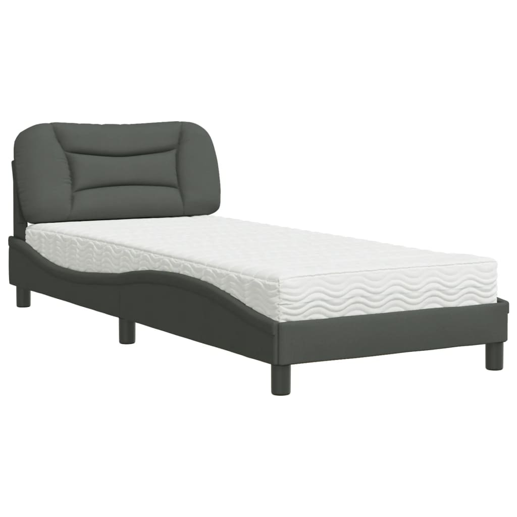 vidaXL Letto con Materasso Grigio Scuro 90x200 cm in Tessuto