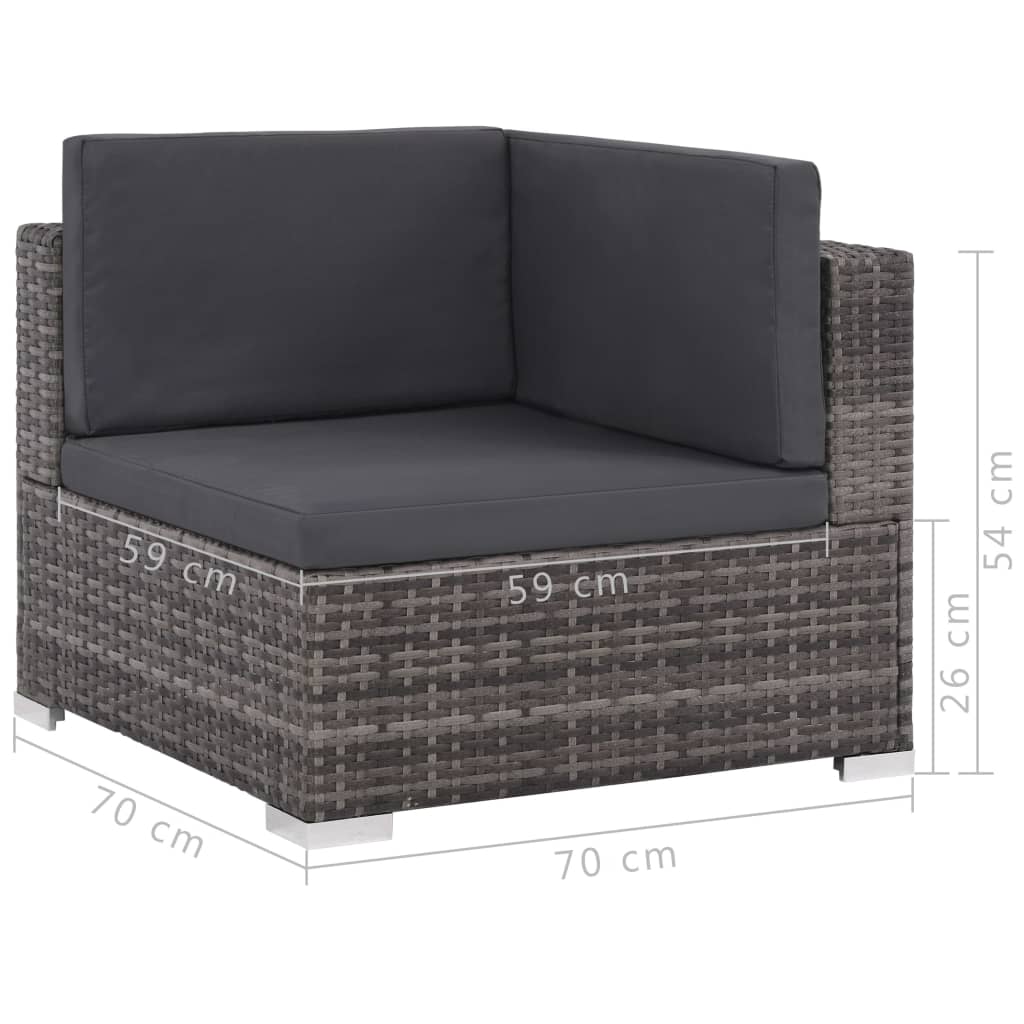 vidaXL Set Divani da Giardino 6 pz con Cuscini in Polyrattan Grigio