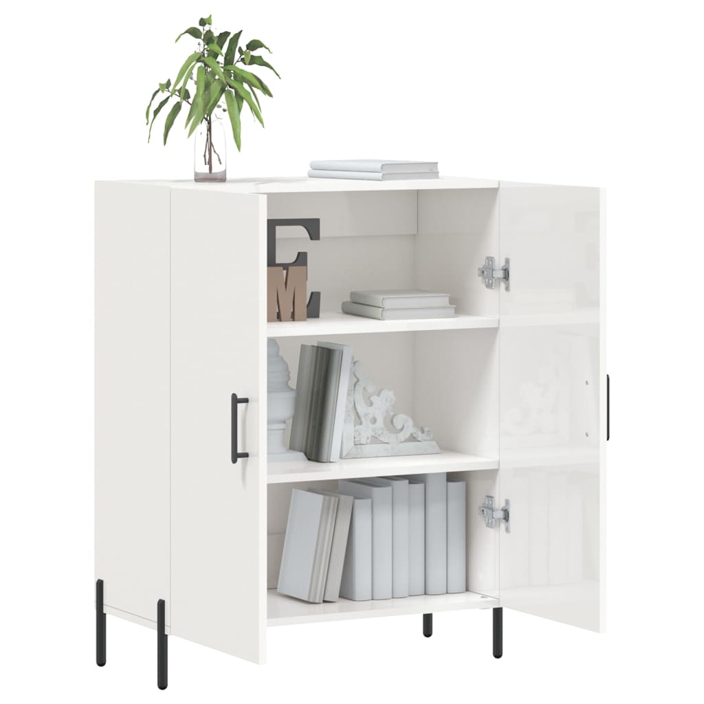 vidaXL Credenza 69,5x34x90 cm in Legno Multistrato Bianco Lucido