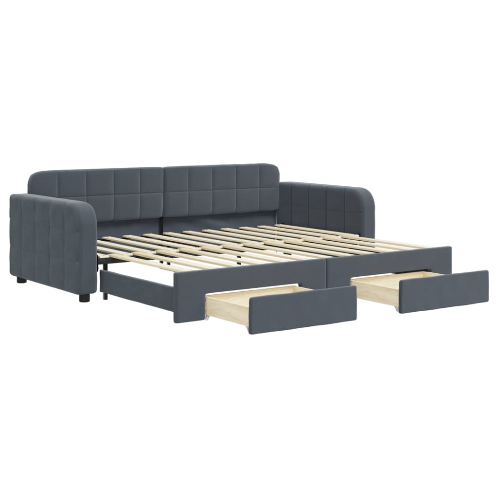 vidaXL Divano Letto Estraibile Cassetti Grigio Scuro 90x200cm Velluto