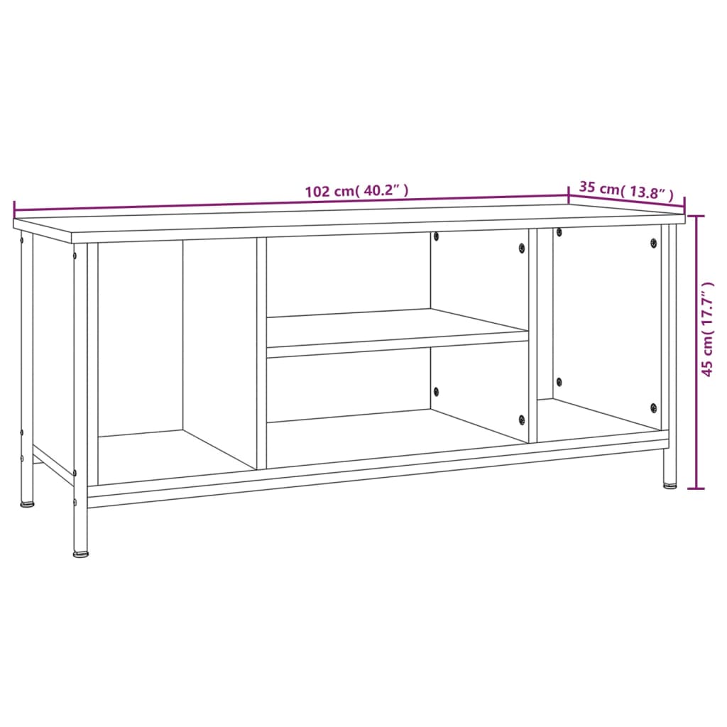 vidaXL Mobile Porta TV Nero 102x35x45 cm in Legno Multistrato