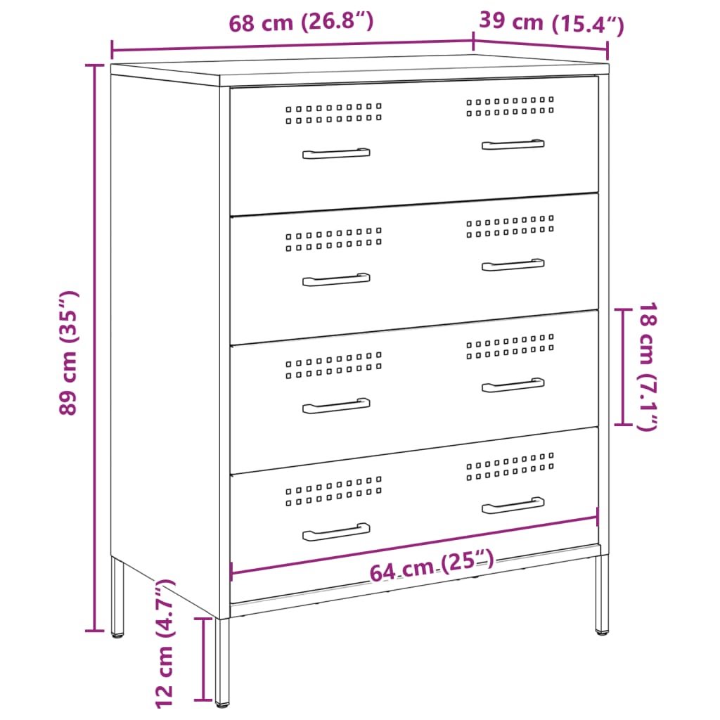 vidaXL Credenza Antracite 68x39x89 cm in Acciaio