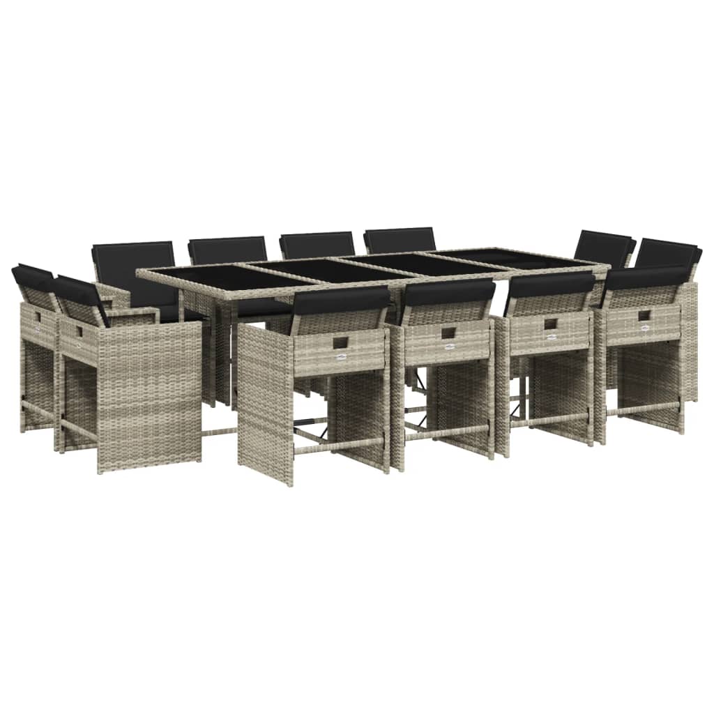 vidaXL Set da Pranzo da Giardino 13pz con Cuscini Grigio in Polyrattan