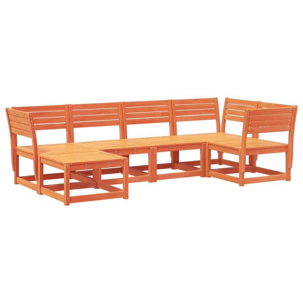 vidaXL Set Divani da Giardino 6 pz Marrone Cera Legno Massello Pino