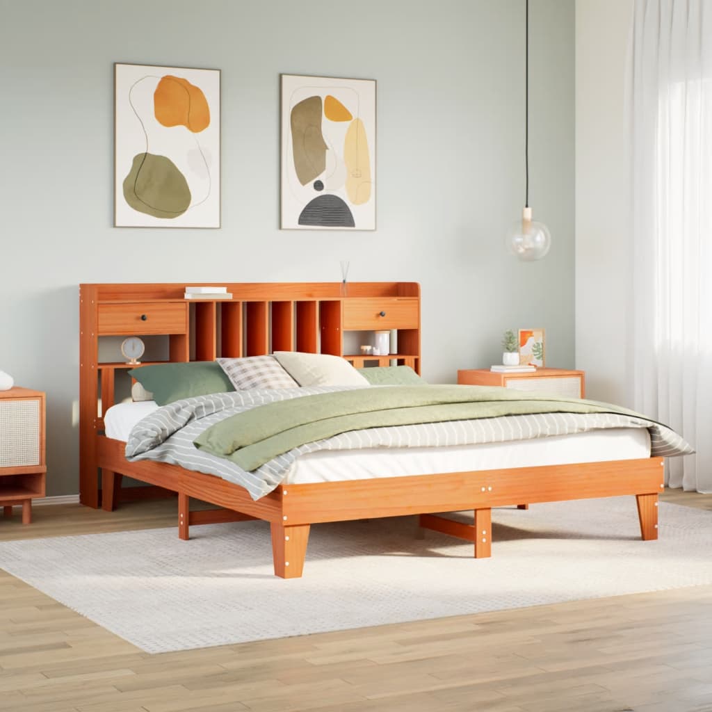 vidaXL Letto senza Materasso Marrone Cera 200x200 cm in Legno di Pino