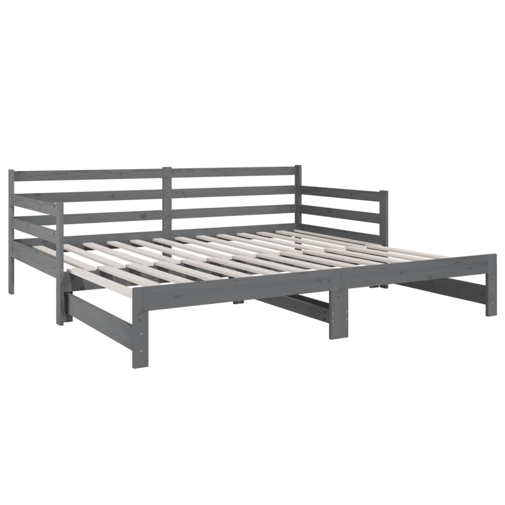 vidaXL Dormeuse Estraibile Grigia 2x(90x190) cm Legno Massello di Pino