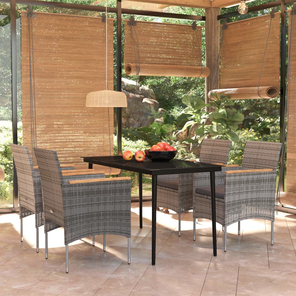 vidaXL Set da Pranzo da Giardino 5 pz con Cuscini Grigio e Nero