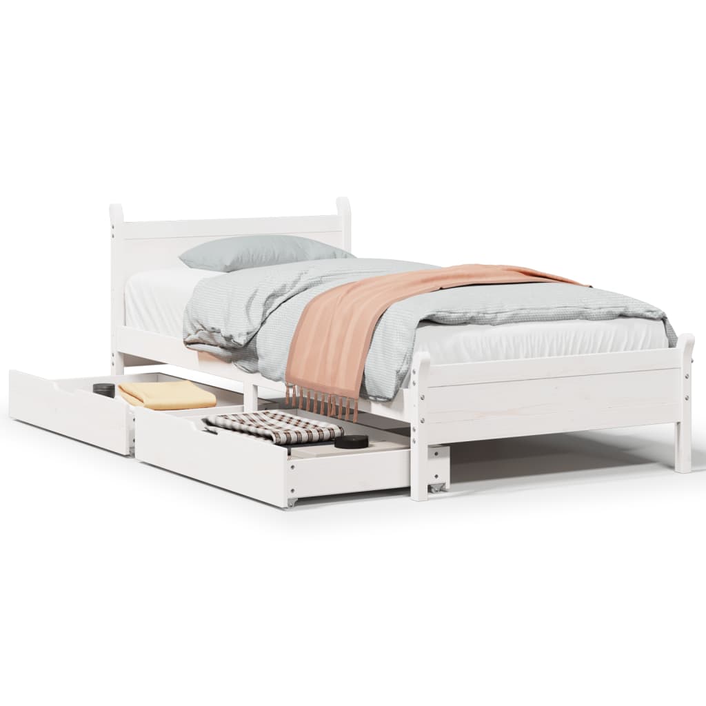 vidaXL Letto senza Materasso Bianco 90x200 cm Legno Massello di Pino