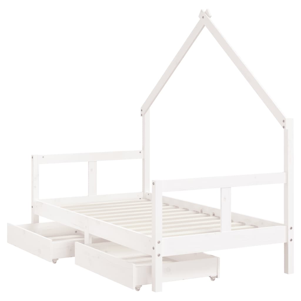 vidaXL Giroletto Bambini con Cassetti Bianco 80x160 cm Massello Pino