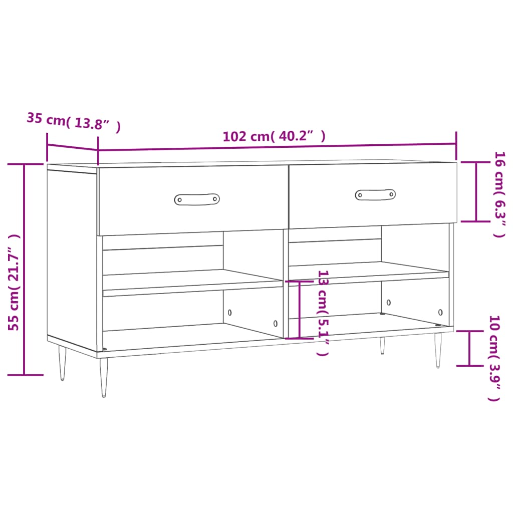 vidaXL Panca Porta Scarpe Rovere Marrone 102x35x55cm Legno Multistrato