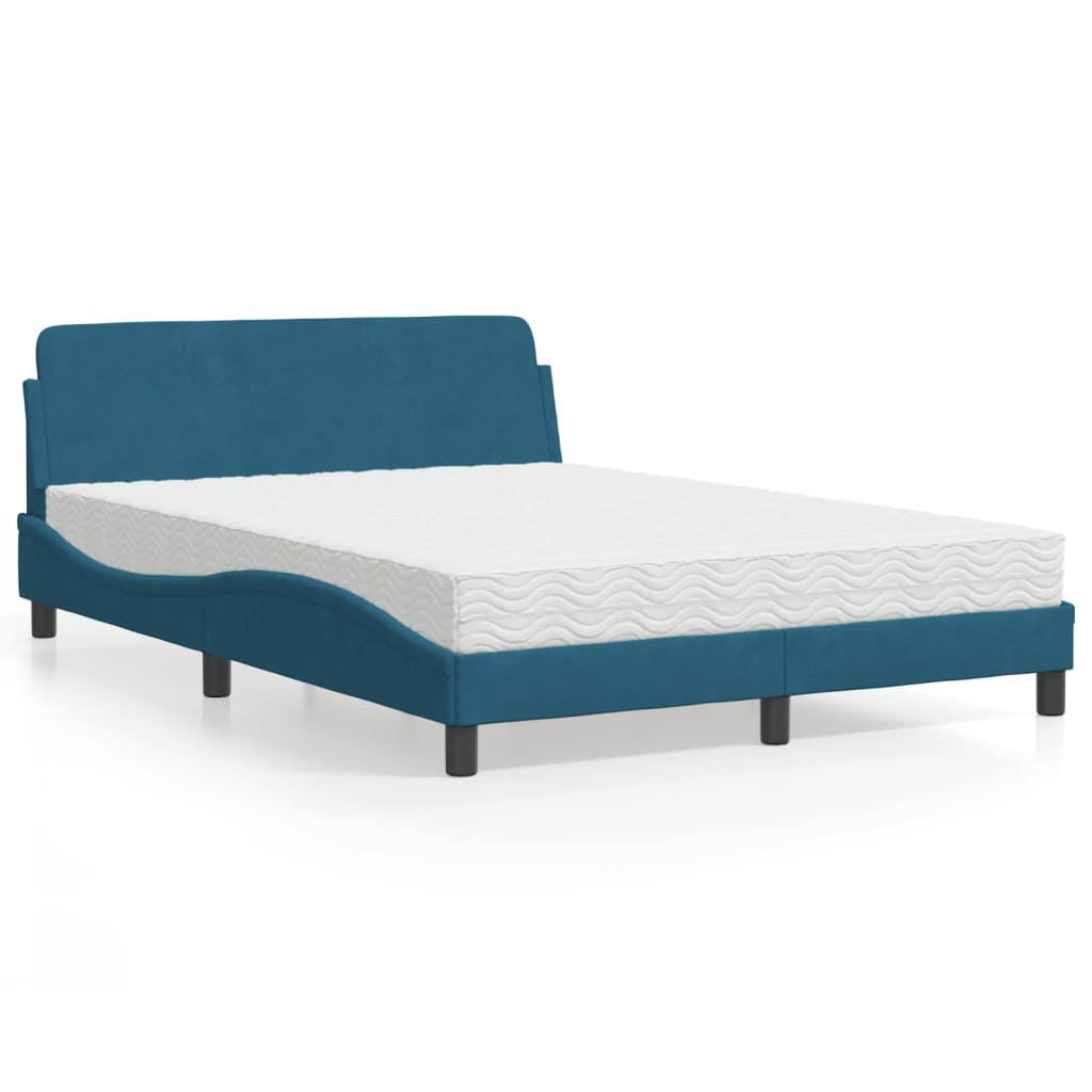 vidaXL Letto con Materasso Blu 140x190 cm in Velluto