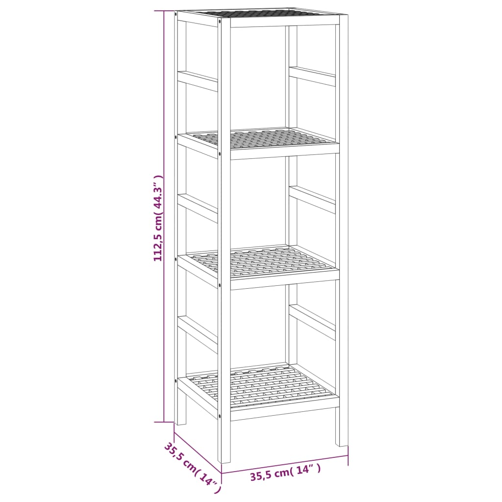 vidaXL Scaffale da Bagno 35,5x35,5x112,5 cm in Legno Massello di Noce