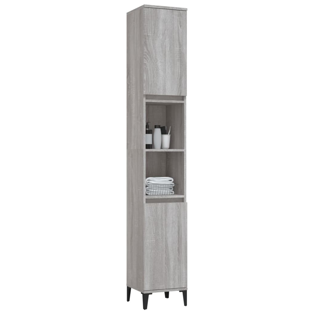 vidaXL Armadietto Bagno Grigio Sonoma 30x30x190cm in Legno Multistrato