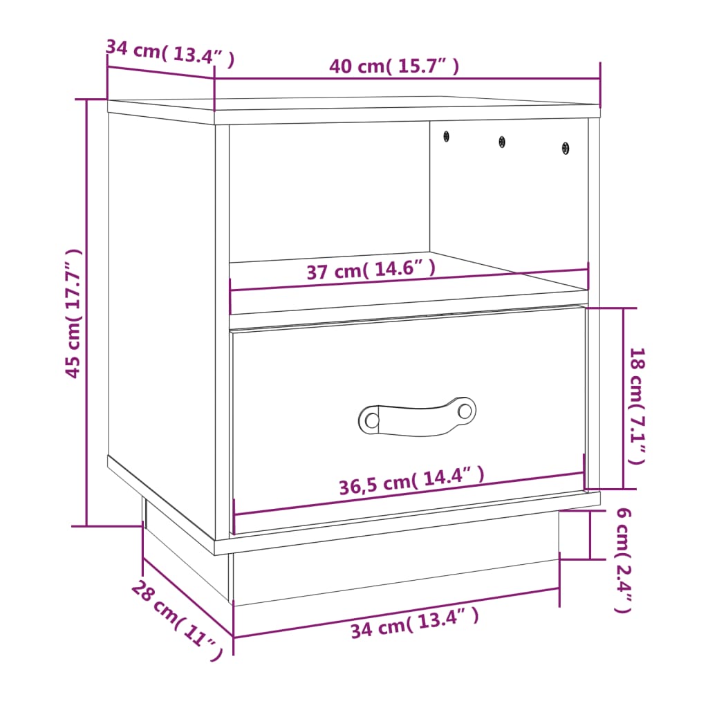 vidaXL Comodini Nero 2 pz 40x34x45 cm in Legno Massello di Pino