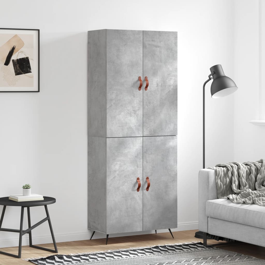 vidaXL Credenza Grigio Cemento 69,5x34x180 cm in Legno Multistrato