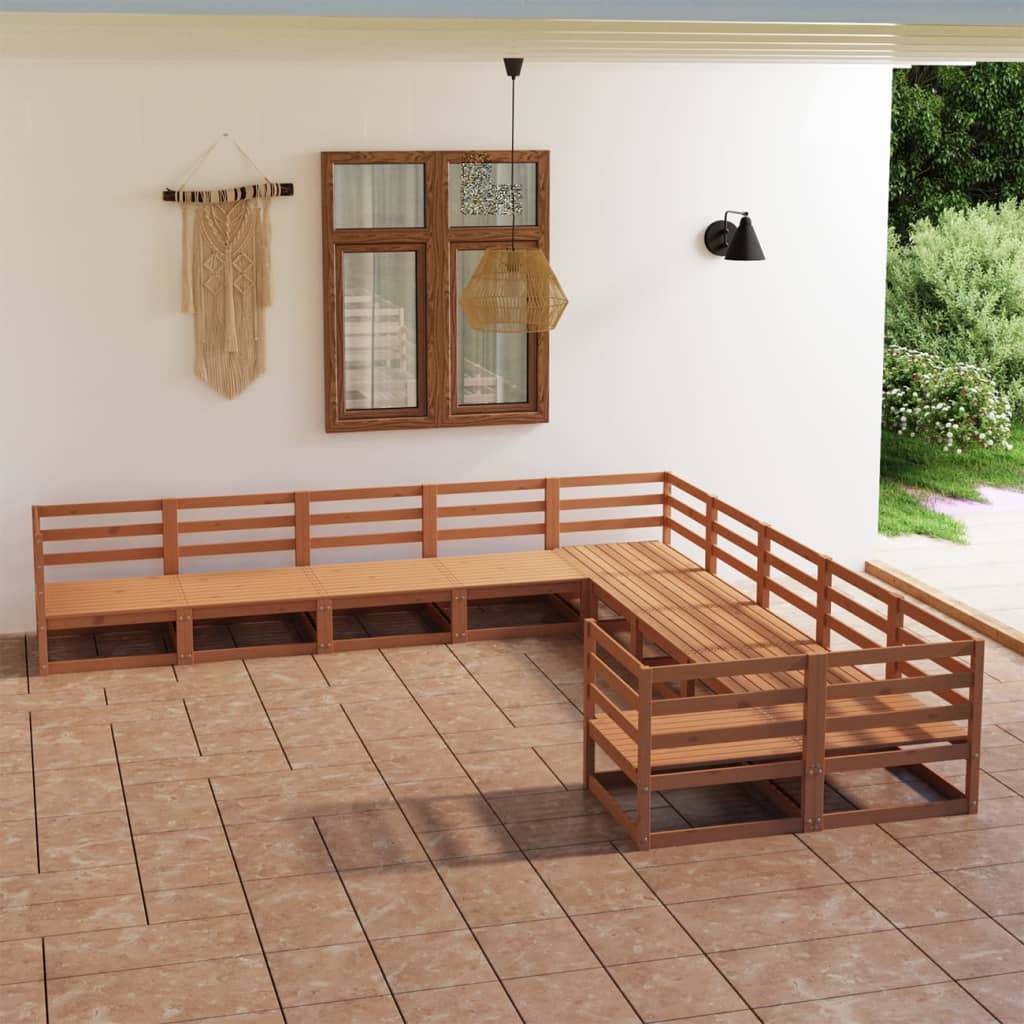 vidaXL Set Divani da Giardino 10 pz in Legno Massello di Pino