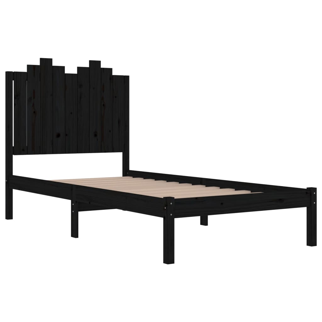 vidaXL Giroletto in Legno Massello Nero 75x190 cm Small Single