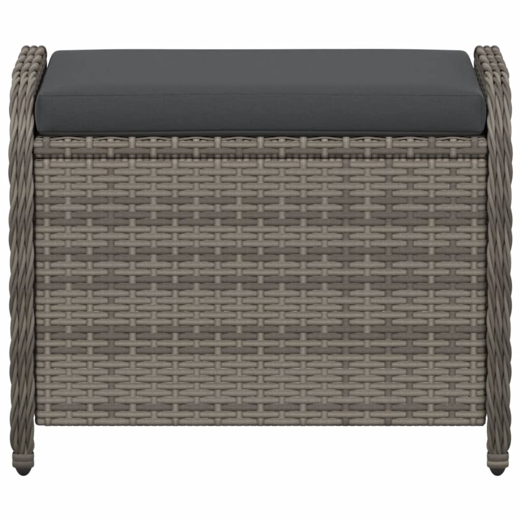 vidaXL Sgabello Giardino con Cuscino Grigio 58x46x46 cm in Polyrattan