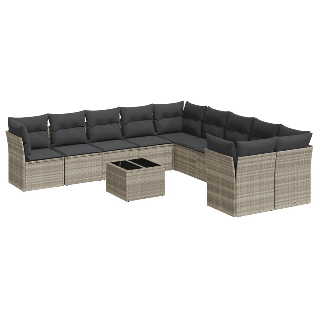 vidaXL Set Divani da Giardino 11 pz con Cuscini in Polyrattan Grigio