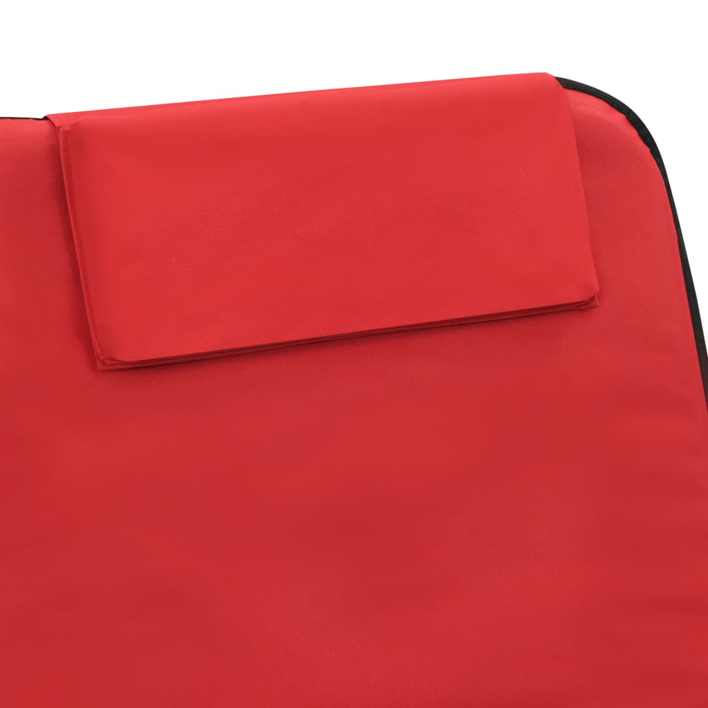 Lettini Campeggio 2pz 180x60x19cm Tessuto Oxford Acciaio Rosso