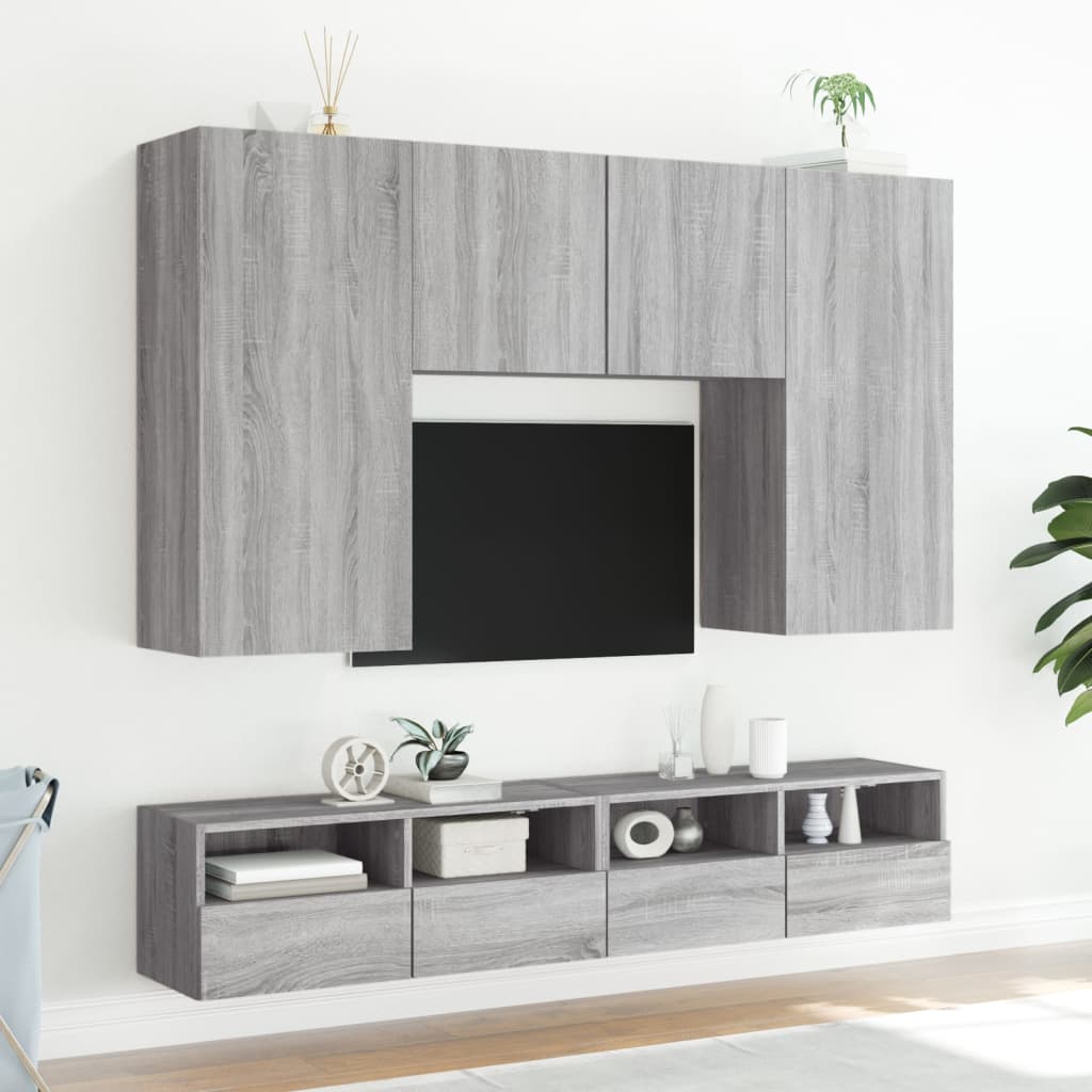 vidaXL Mobile TV a Parete Grigio Sonoma 80x30x30 cm Legno Multistrato