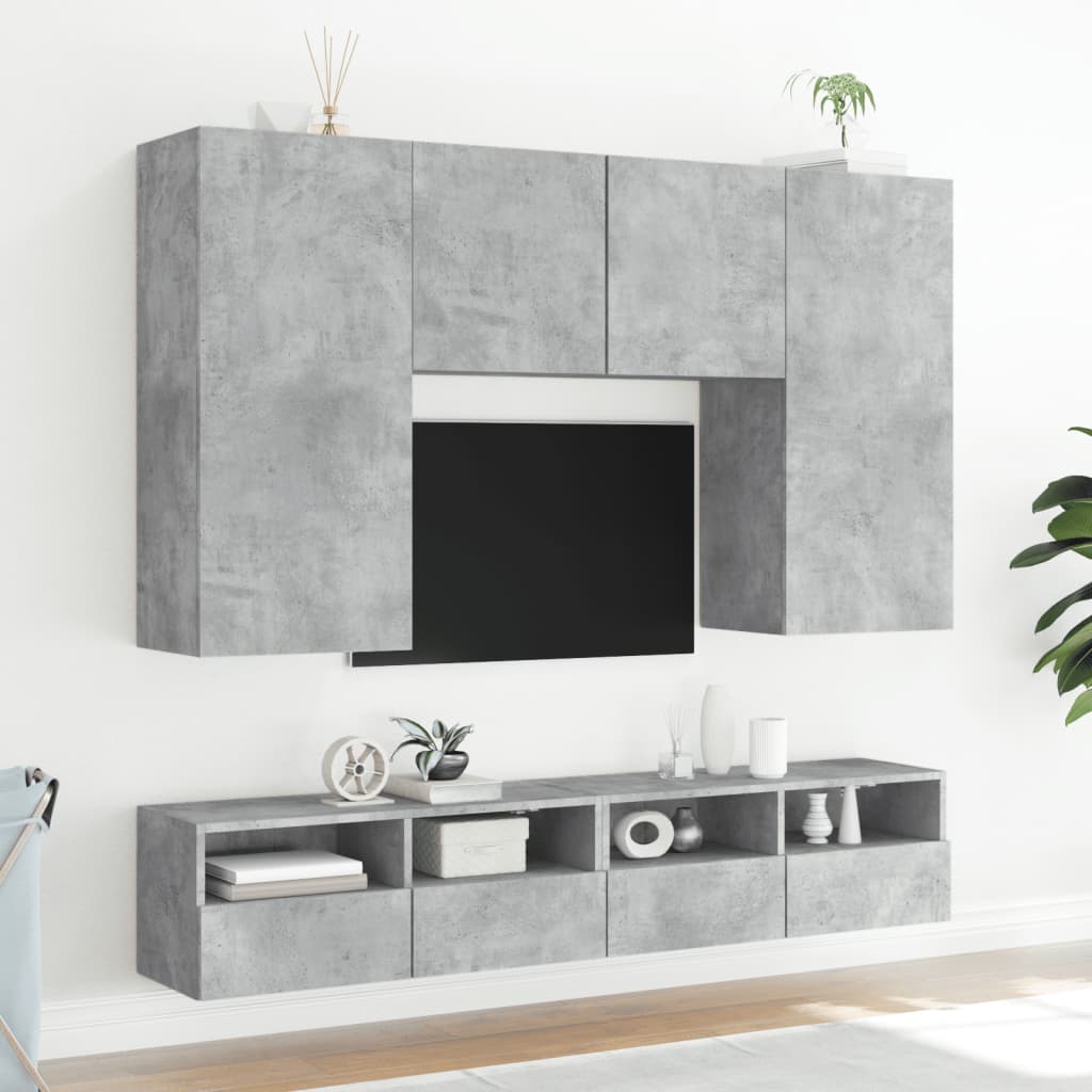 vidaXL Mobili TV Muro 2pz Grigio Cemento 80x30x30 cm Legno Multistrato