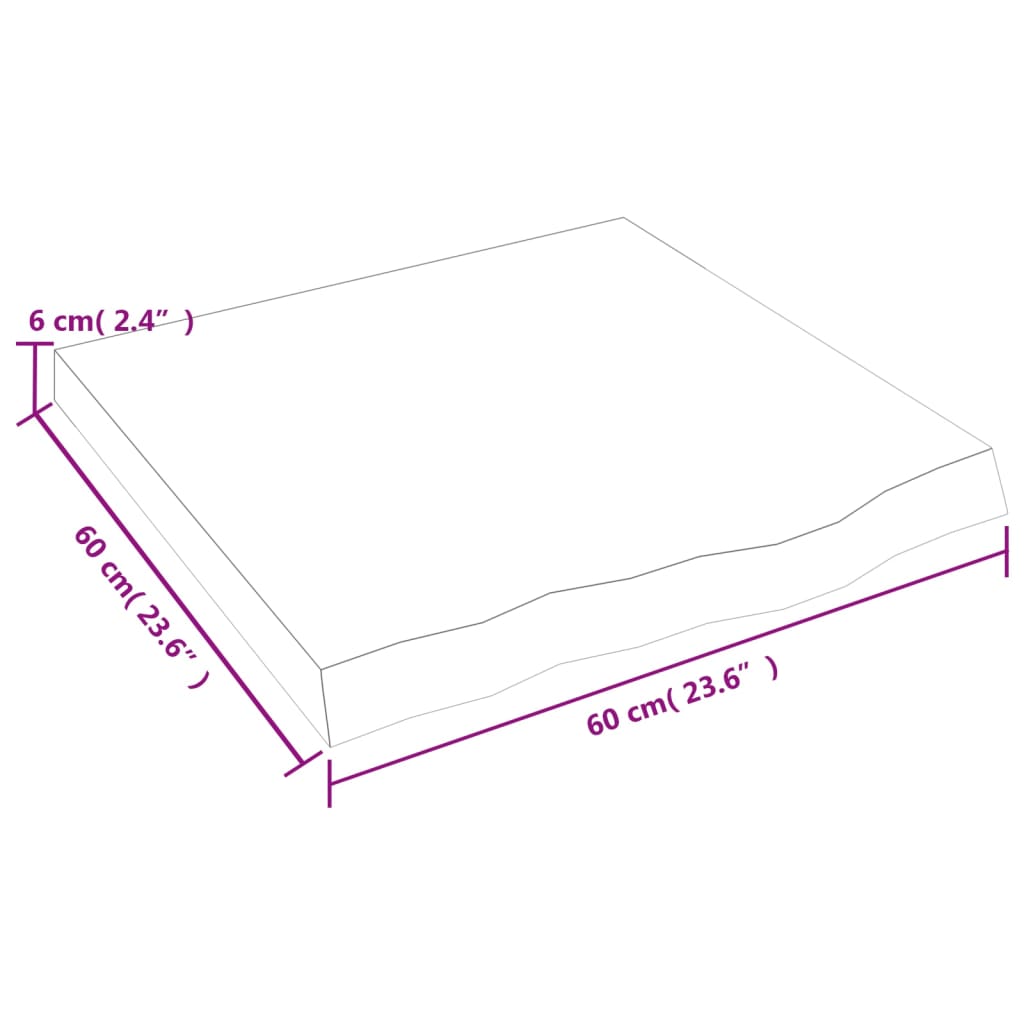 vidaXL Piano Tavolo Marrone 60x60x(2-6) cm Massello Rovere Trattato