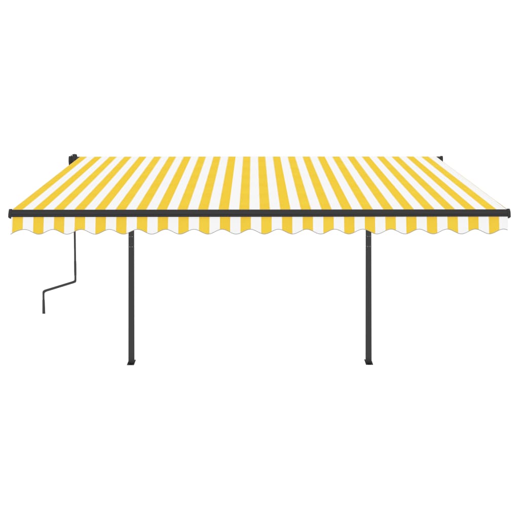 vidaXL Tenda da Sole Retrattile Manuale con LED 5x3,5 m Gialla Bianca