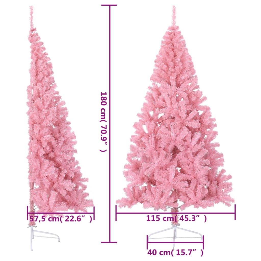 vidaXL Albero di Natale Artificiale a Metà con Supporto Rosa 180cm PVC