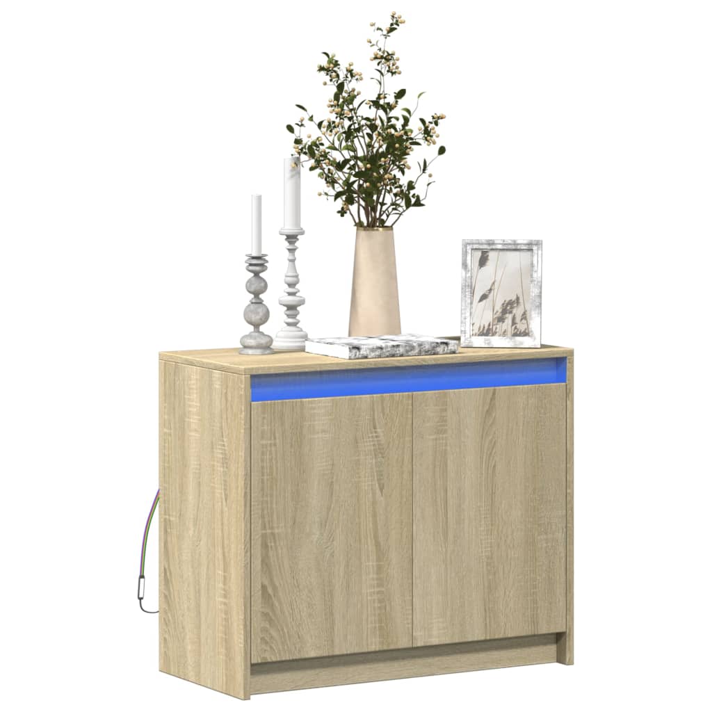 vidaXL Credenza con LED Rovere Sonoma 72x34x61 cm in Legno Multistrato