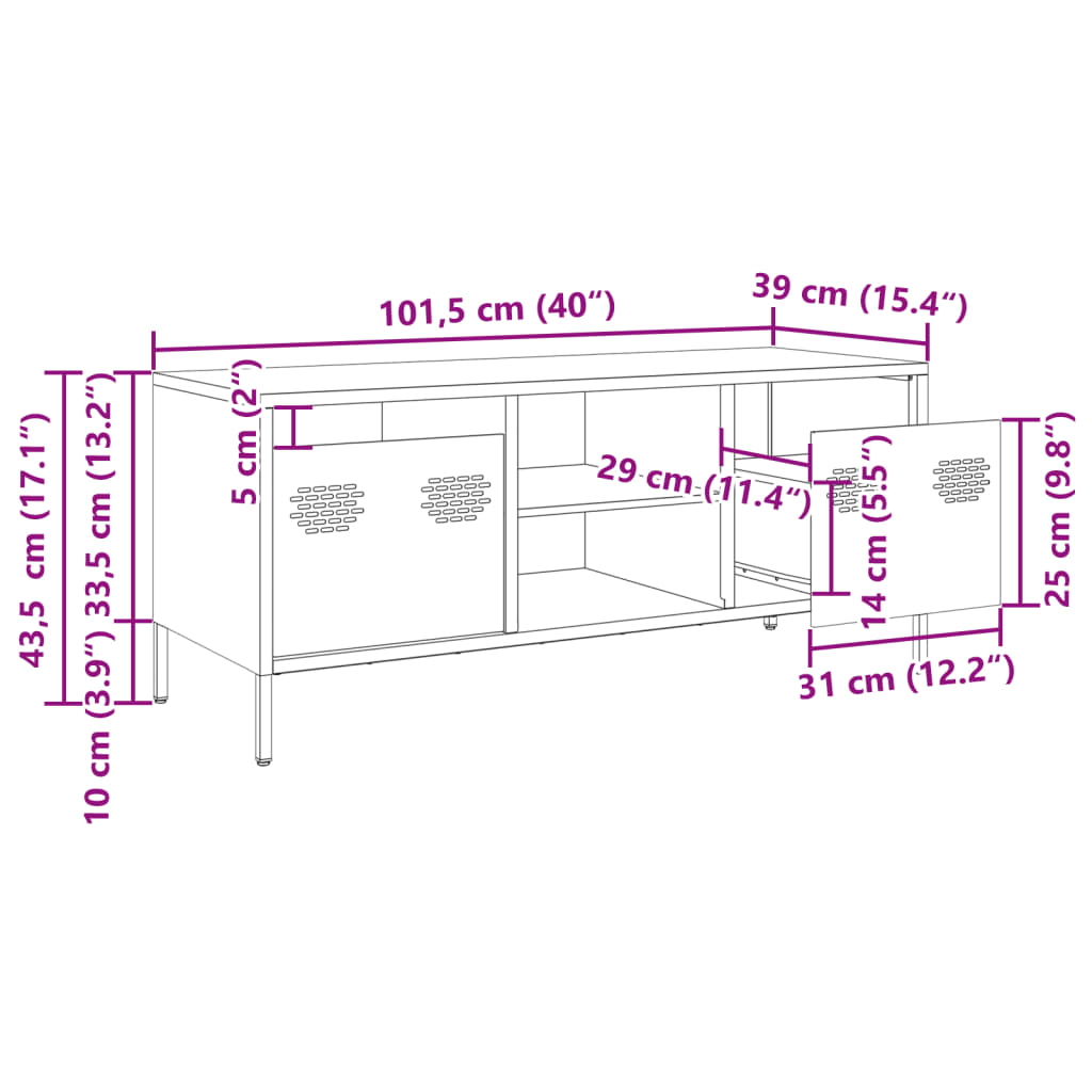 vidaXL Mobile TV Verde Oliva 101,5x39x43,5cm Acciaio Laminato a Freddo