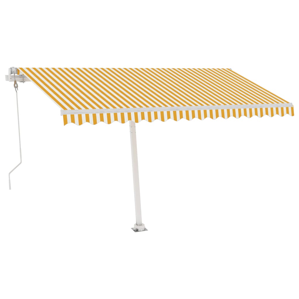 vidaXL Tenda Automatica Sensore Vento e LED 450x300 cm Gialla Bianca