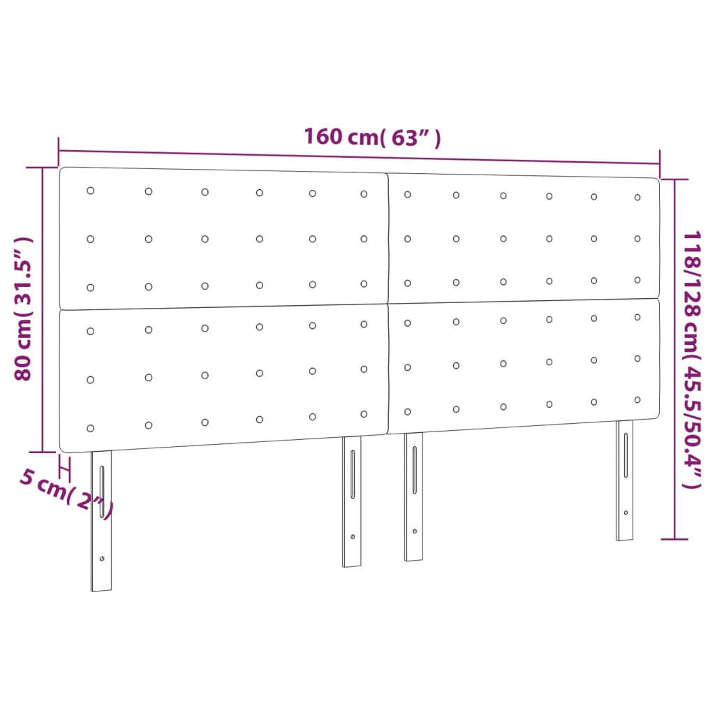 vidaXL Testiera 4 pz Grigio Chiaro 80x5x78/88 cm in Tessuto