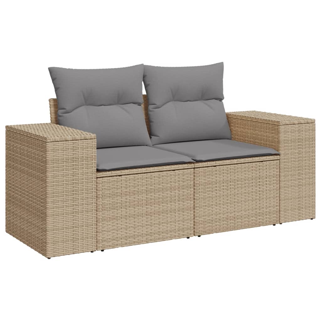 vidaXL Set Divani da Giardino 7 pz con Cuscini Beige in Polyrattan