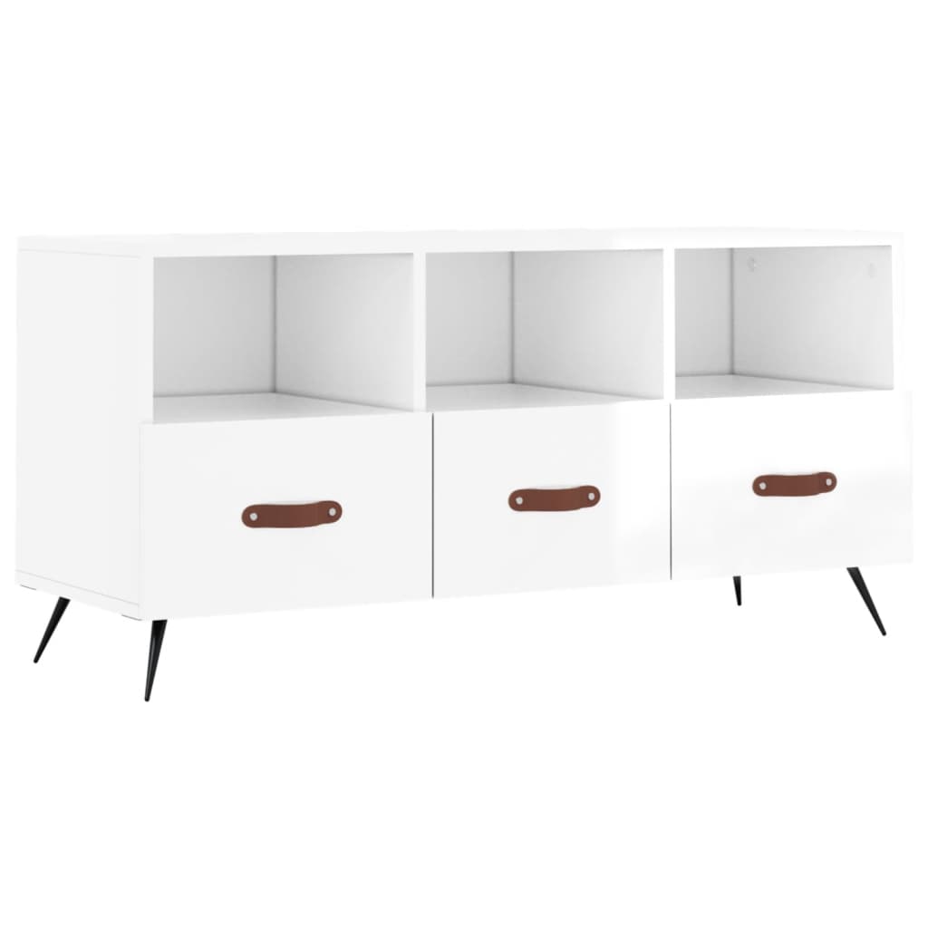 vidaXL Mobile Porta TV Bianco Lucido 102x36x50 cm in Legno Multistrato