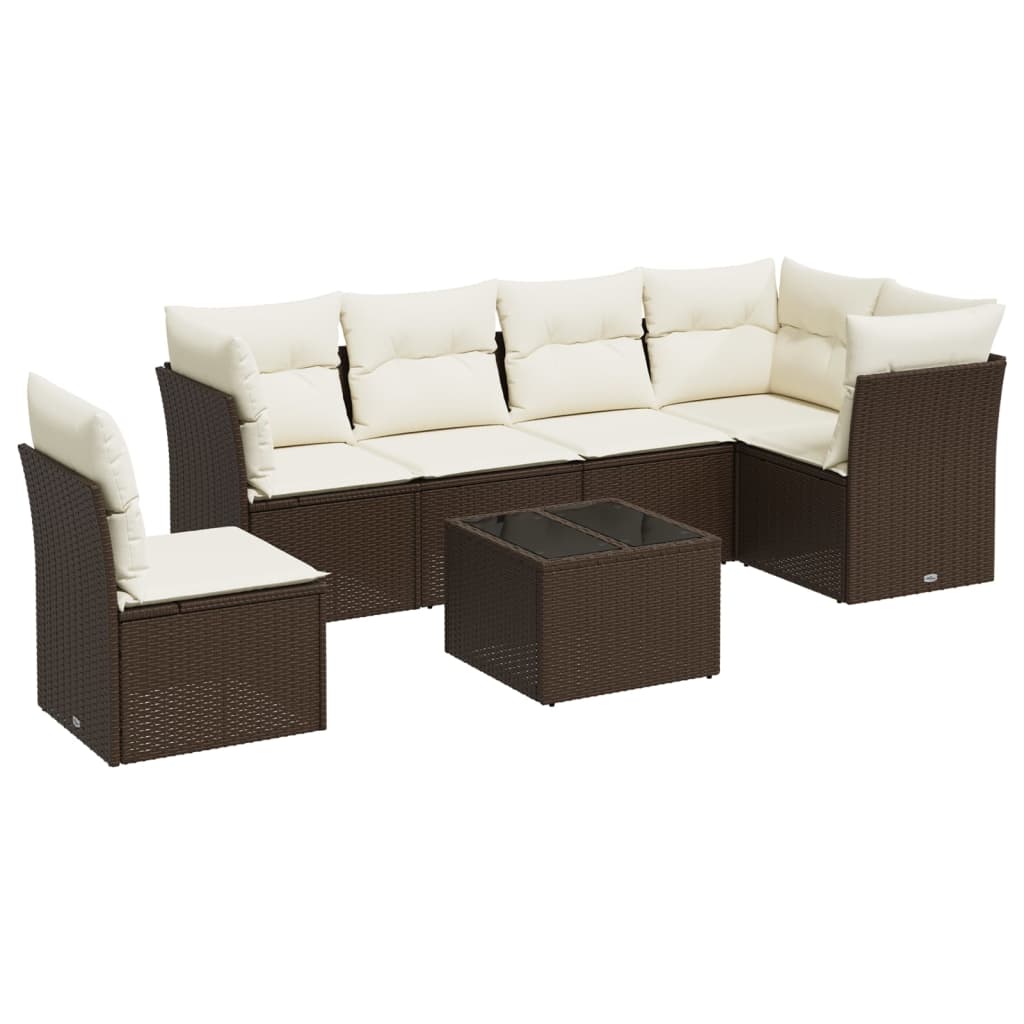 vidaXL Set Divani da Giardino con Cuscini 7pz Nero Polyrattan