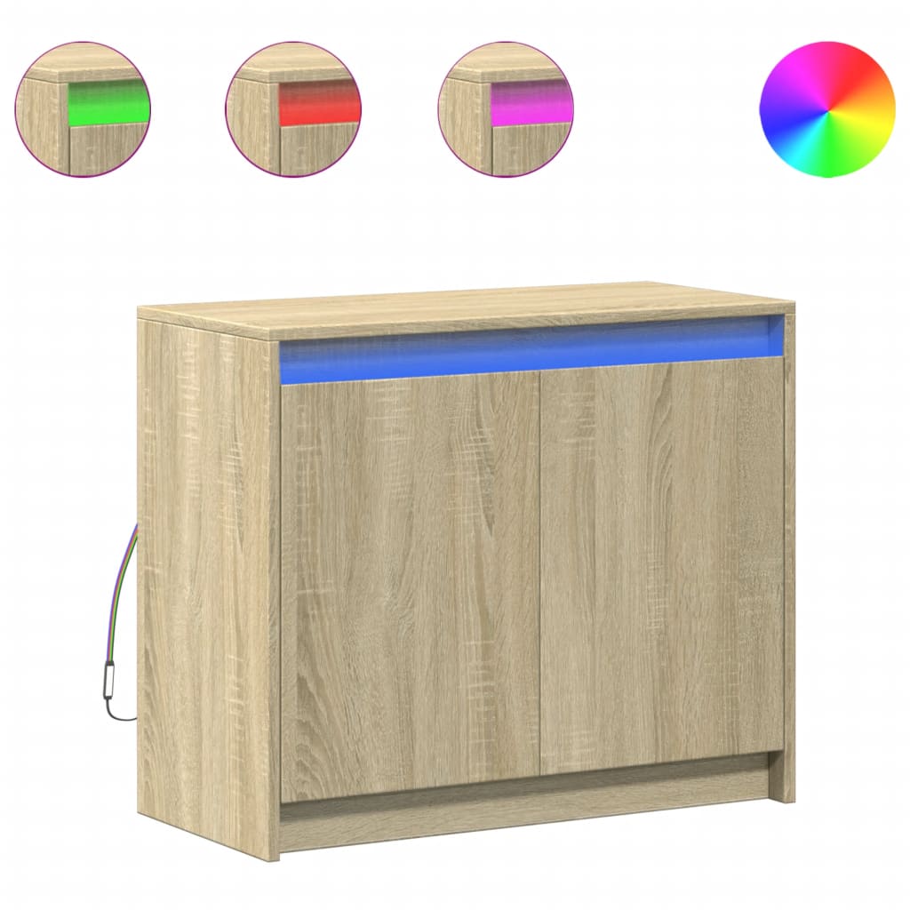 vidaXL Credenza con LED Rovere Sonoma 72x34x61 cm in Legno Multistrato