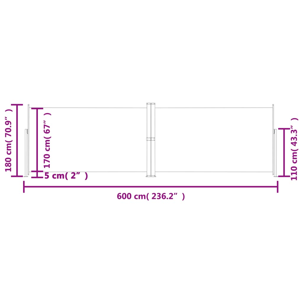 vidaXL Tenda da Sole Laterale Retrattile Antracite 180x600 cm